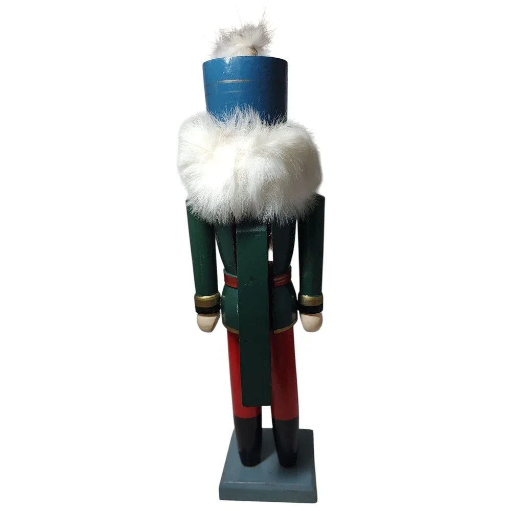 Traditional Soldier‎ Nutcracker Green  Red Black Fur Hair and Beard Fifteen Inch